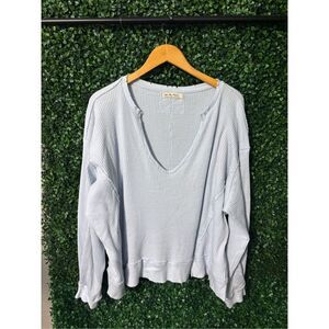 Free People Blue Buttercup Thermal Long Sleeve Sz Small